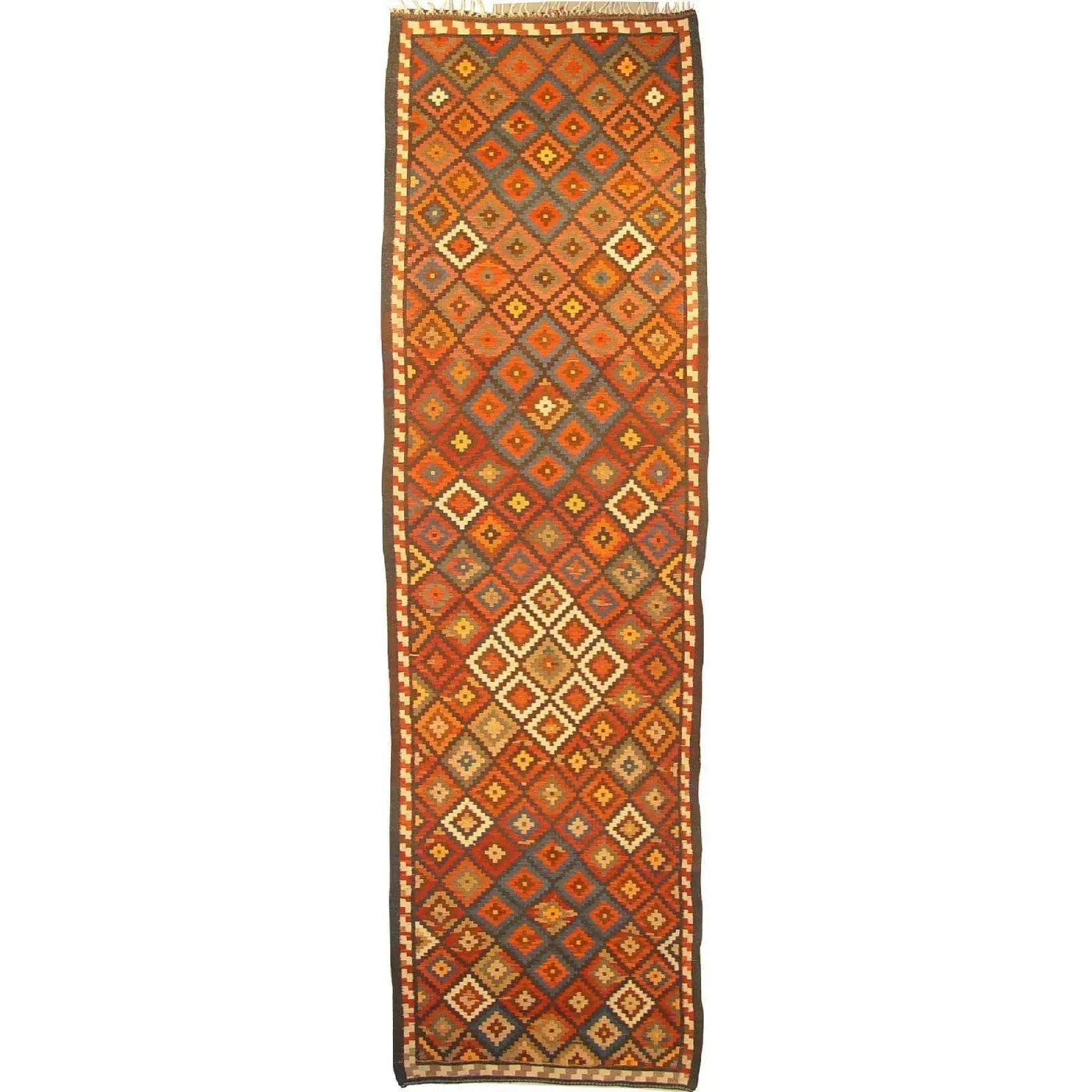 One Of The Kind Gazvin Persian Kilim 14'4" X 4'2"